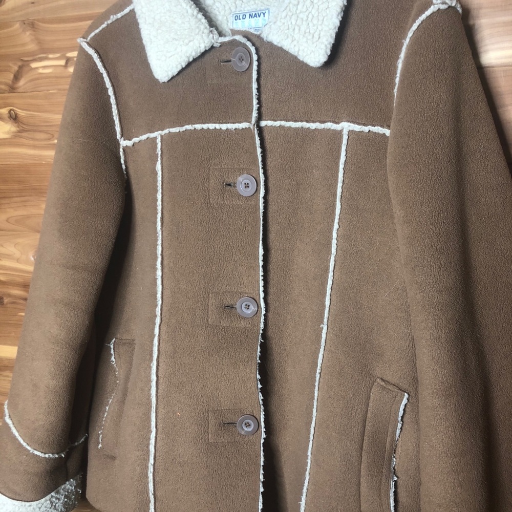 NWOT Sherpa Lined Brown Pea Coat - Picture 2 of 7